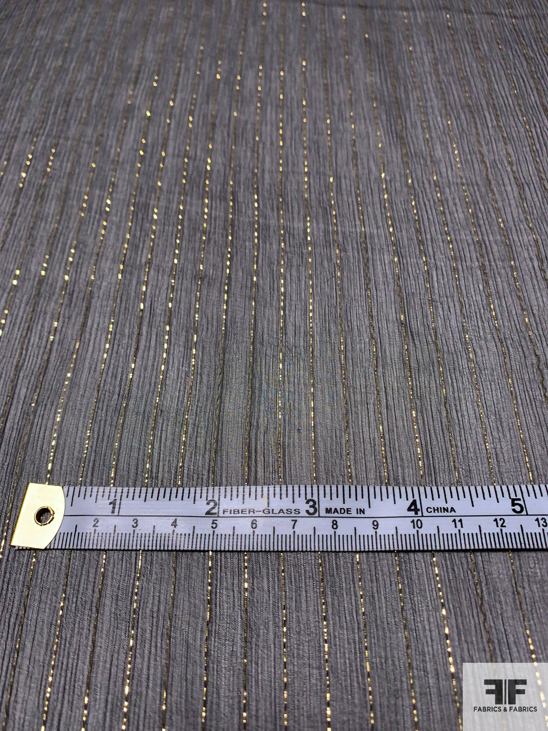 Silk Chiffon with Gold Lurex Pinstripes Black/Gold FABRICS