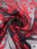 Paisley Burnout Silk Chiffon - Black / Red
