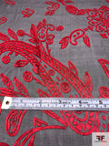 Paisley Burnout Silk Chiffon - Black / Red