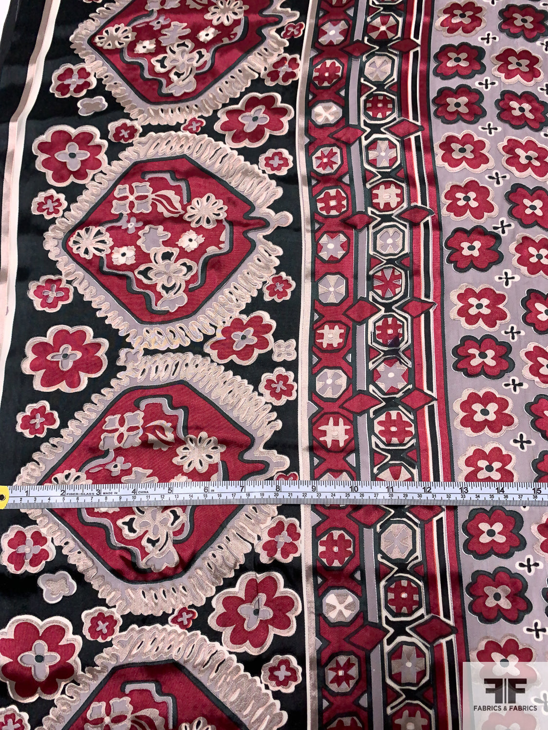 Burnout Rug Floral Rug Motif Burnout Silk Chiffon - Wine/Black/Tan | FABRICS ...