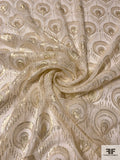 Peacock Feather Inspired Metallic Silk Blend Chiffon - Gold / Dove / Cream