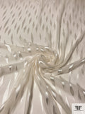 Elongated Diamond Pattern Burnout Satin Silk Chiffon - Off-White