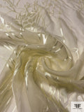 Oceanic Stem Pattern Burnout Satin Silk Chiffon - Palest Pastel Yellow