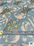 Floral Printed Silk Chiffon with Metallic Floral - Summer Blue / Blush Pink / Gold