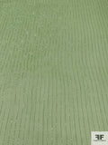 Solid Crinkled Silk Chiffon with Silver Lurex Pinstripes - Light Green / Silver