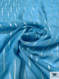 Dashed Lines Metallic Silk Chiffon - Oceanic Blue