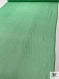 Solid Crinkled Silk Chiffon with Gold Lurex Pinstripes - Spring Green / Gold