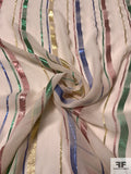 Italian Multicolor Lurex Striped Silk Chiffon - Nude-Blush / Multicolor