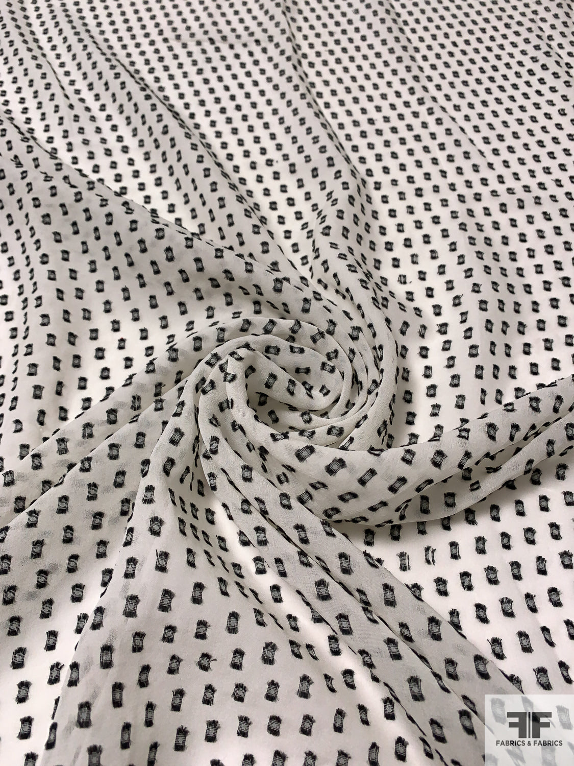 Dotted Clip Silk Chiffon - Off-White - Fabric by the Yard