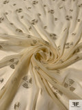 Silk Chiffon with Circular Disc Lurex Embroidery - Creamy Sand / Gold