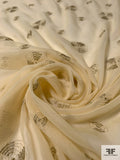 Silk Chiffon with Circular Disc Lurex Embroidery - Creamy Sand / Gold