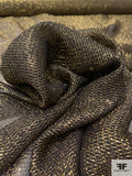 Novelty Silk Chiffon with Gold Lurex Threadwork in Honeycomb Pattern - Black / Gold