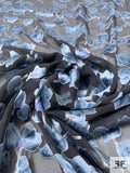 Floral Burnout Silk Chiffon - Icy Blue / Black
