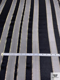 Satin Striped Silk Chiffon with Fine Gold Lurex Pinstripes - Black / Gold