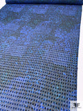 Ornate Printed Square Clip Silk Chiffon - Blue / Turquoise / Black
