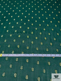 Lightly Crinkled Silk Chiffon with Lurex Ovals - Hunter Green / Gold