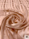 Satin Striped Burnout Silk Chiffon with Lurex Fibers - Rose Champagne