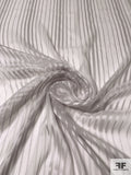 French Satin Striped Burnout Silk Chiffon - Pale Grey-Lilac
