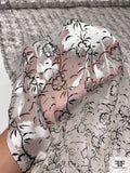 Floral Printed Burnout Silk Blend Chiffon - Off-White / Black / Lightest Grey
