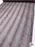 Ditsy Cluster Printed Satin Striped Silk Chiffon with Lurex Pinstripes - Multicolor