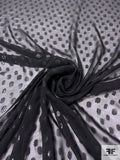 Floral Circle Pattern Silk and Lurex Chiffon - Black