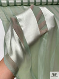 Italian Satin Striped Burnout Silk-Rayon Chiffon - Mint