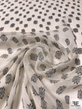 Floral Circle Pattern Silk and Lurex Chiffon - Off-White / Black