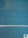 French Satin Striped Silk Chiffon with Fine Silver Lurex Pinstripes - Teal / Silver