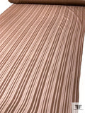 French Tone-on-Tone Striped Lightly Textured Silk Chiffon - Brown