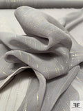 Solid Silk Chiffon with Gold Lurex Pinstripes - Dove Grey / Gold