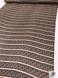 Linear Floral Design Silk-Rayon Burnout Chiffon - Tan / Black