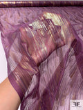Wavy Design Silk and Lurex Chiffon - Plum Purple / Gold / Silver