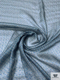 MJ Monogram Printed Satin Striped Silk Chiffon with Lurex Thread - Blue / Taupe