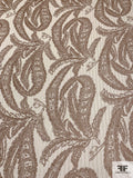 Paisley Printed Crinkled Silk Chiffon with Gold Lurex Pinstripes - Brown / Light Ivory