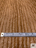 Boxy Satin Striped Chiffon with Lurex Pinstripes - Caramel Brown / Silver