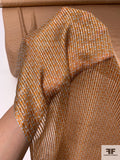 MJ Monogram Printed Satin Striped Silk Chiffon with Lurex Thread - Burnt Orange / Sky Blue