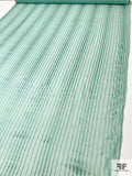 French Satin Striped Burnout Silk Chiffon - Ocean Green