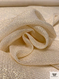 Novelty Silk Chiffon with Gold Lurex Threadwork in Honeycomb Pattern - Gold / Light Cream