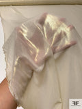 Metallic Foil Printed Polyester Chiffon - Golden Tinted Cream