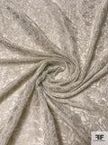 Viny Floral Fil Coupé Silk Chiffon with Metallic Thread Detailing - Ecru-Gold