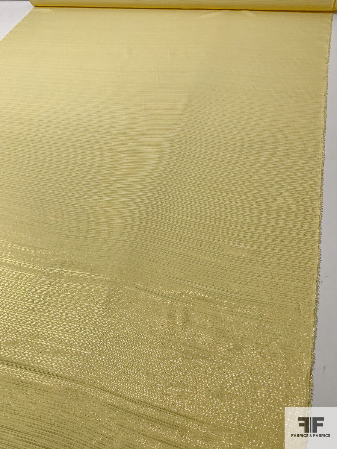 Horizontal Lurex Pinstriped Silk Georgette - Yellow / Gold
