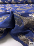 Abstract Lurex Design Clip Silk Chiffon - Indigo Blue / Gold / Silver / Black
