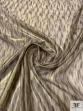 Hazy Abstract Printed Lurex Pinstriped Silk Chiffon - Gold / Smokey Taupe