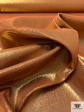 Lurex Pinstriped Silk Chiffon with Fused Backing - Saddle / Gold