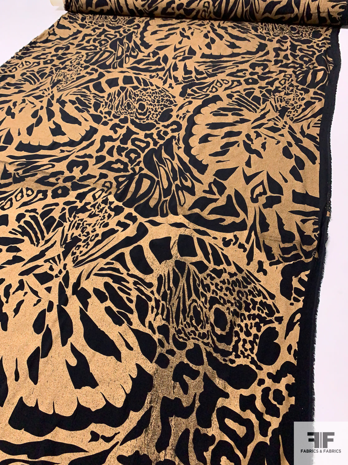 Gold and Black Zebra Print Silk Charmeuse