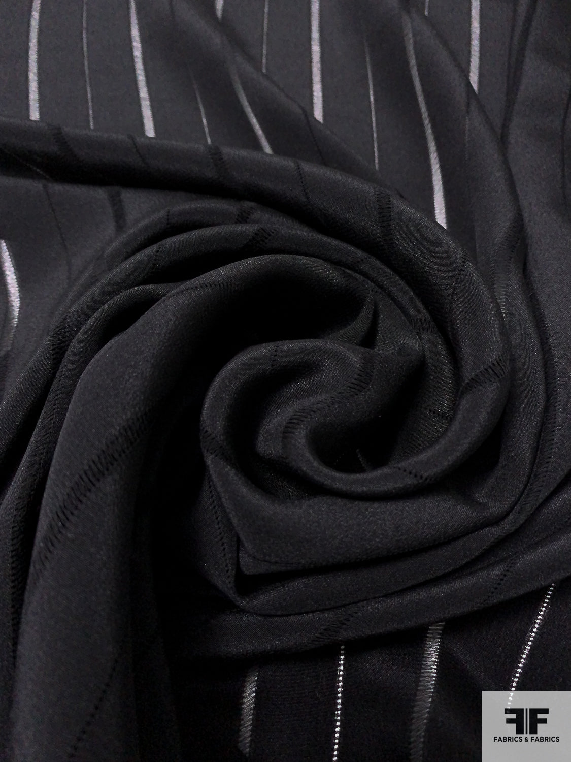 Stitch Striped Unique Silk Crepe de Chine - Black
