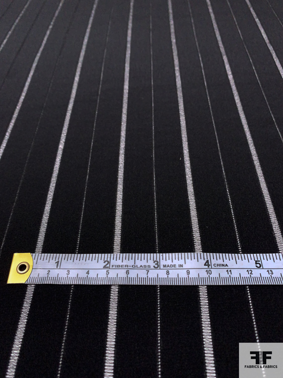 Stitch Striped Unique Silk Crepe de Chine - Black