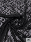 Geometric Burnout Silk Chiffon - Black