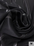 Satin Striped Silk Chiffon with Lurex Pinstripes - Black / Silver