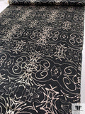 Exotic Foil Printed Stretch Silk Charmeuse - Metallic Taupe / Black